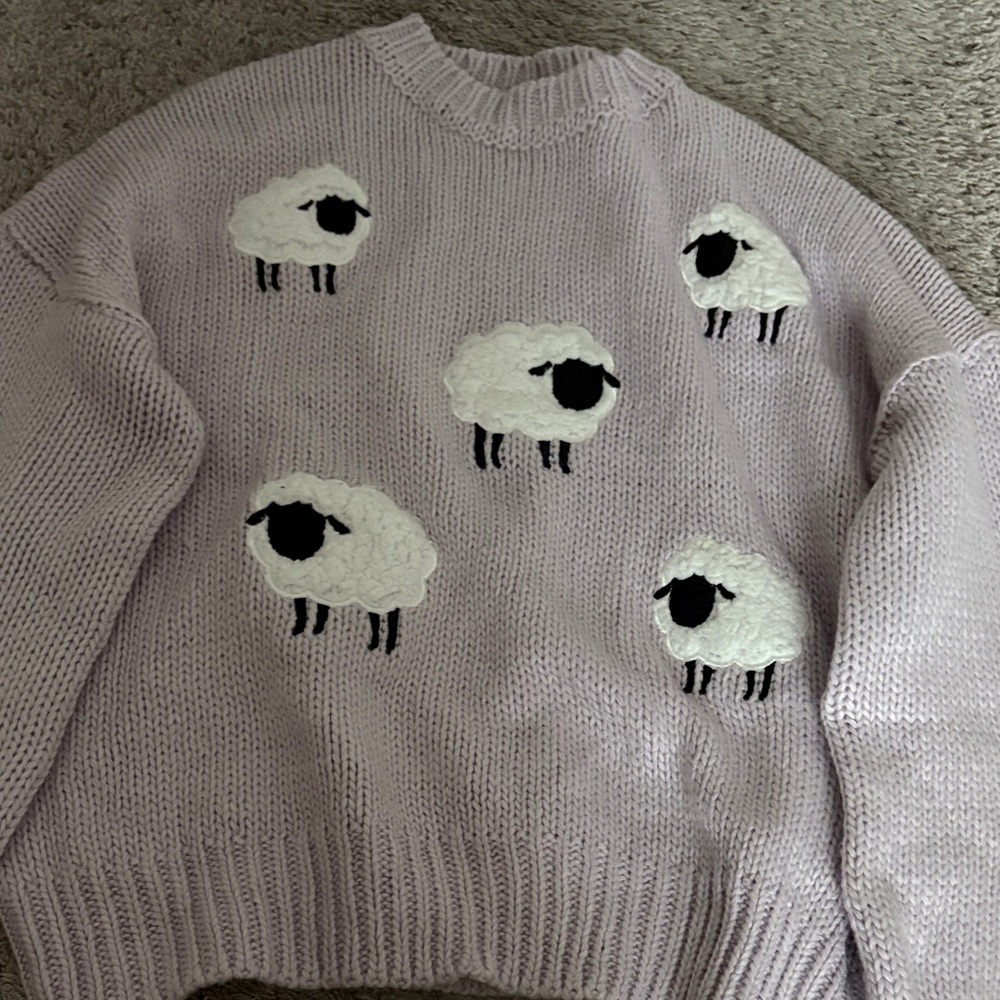 Cozy Lavender Sheep Sweater